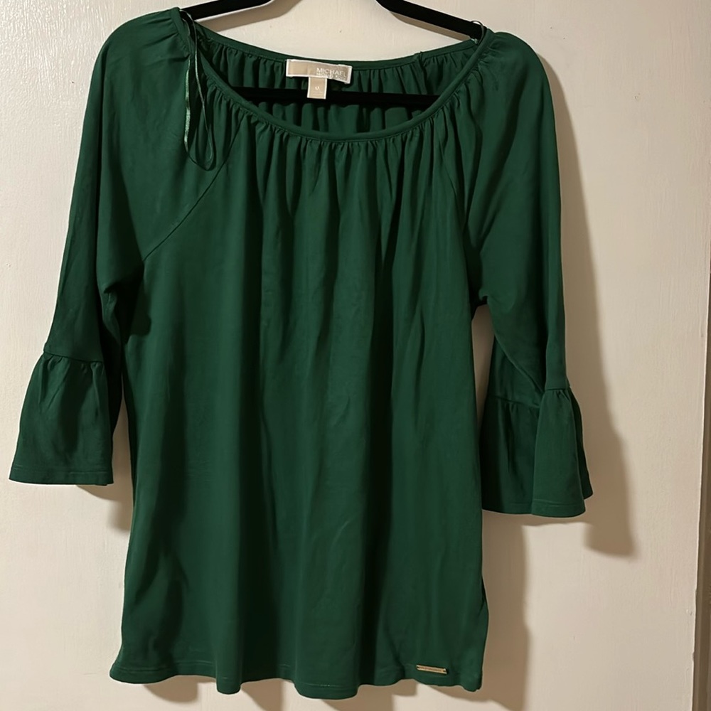 Michael Kors bell sleeved green top sz medium